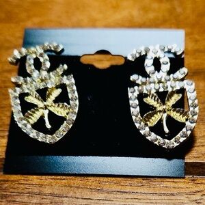 EARRINGS: Gold-Tone & Rhinestones, NWOT